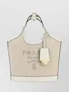 Prada Textured Fabric Shoulder Bag With Top Handle In Neutral