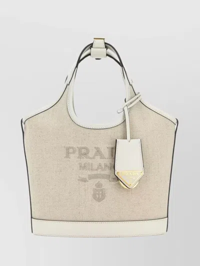 PRADA TEXTURED FABRIC SHOULDER BAG WITH TOP HANDLE