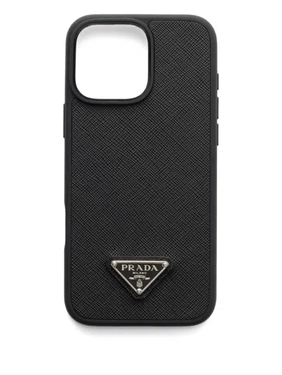 Prada Textured Iphone 16 Pro Max Case In Black