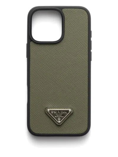 Prada Textured Iphone 16 Pro Max Case In Green