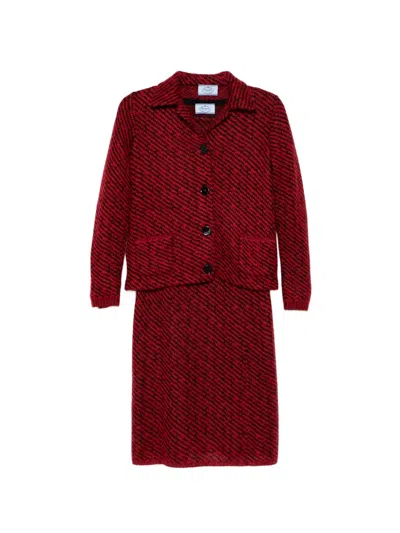Pre-owned Prada Textured Knit Three-piece Set In Red