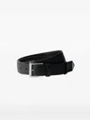Prada Mens Blue Triangle-logo Saffiano Leather Belt In Blue
