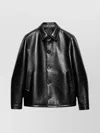 Prada Textured Leather Caban Style Jacket In Black