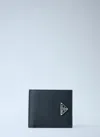 Prada Logo Leather Wallet Wallets And Card Holders Black In Black