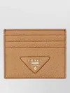 Prada Textured Leather Cardholder Compact Design In Brown