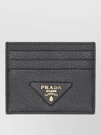 Prada Textured Leather Cardholder Small Accessories In Black