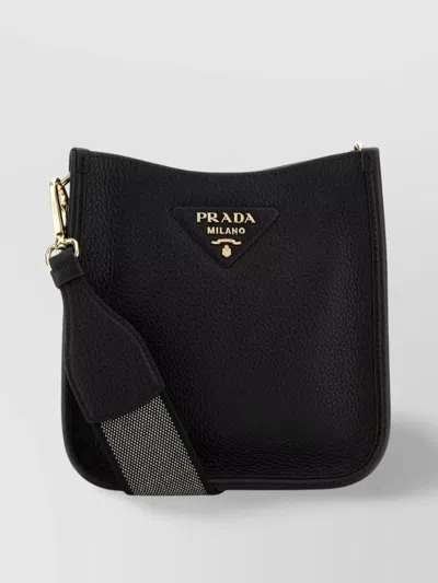 Prada Textured Leather Crossbody Bag With Gold-tone Hardware In Nero1