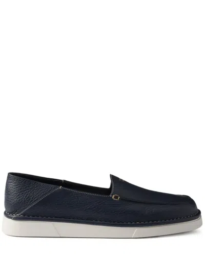 Prada Slip-on Suede Loafers In Blau