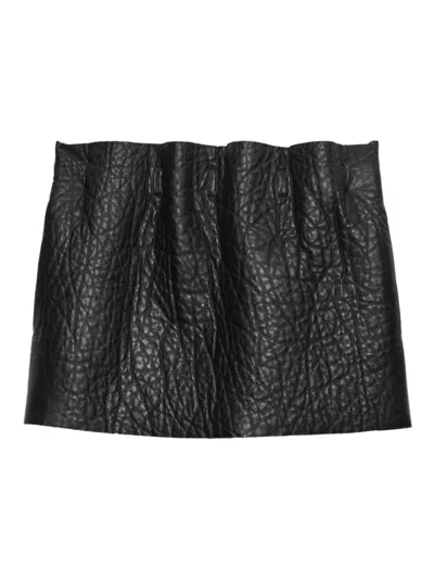 Prada Textured Leather Mini Skirt In Black