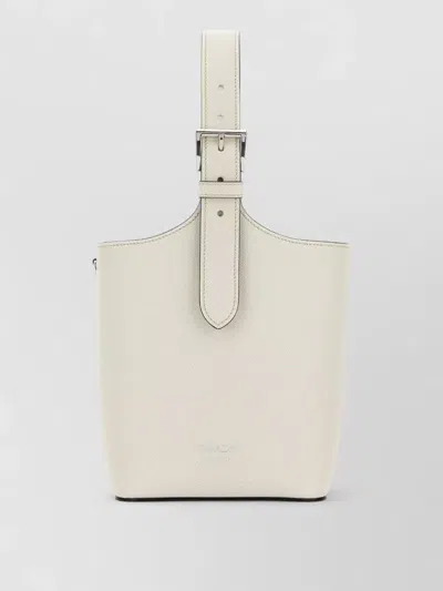 Prada Textured Leather Shoulder Bag Structured Shape In White