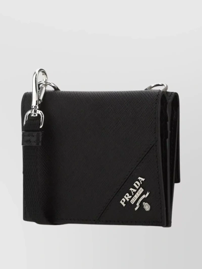 Prada Textured Leather Strap Cardholder In F0002