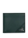 Prada Textured Leather Wallet In Green