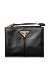 Prada Textured Leather Zip Wallet In Black