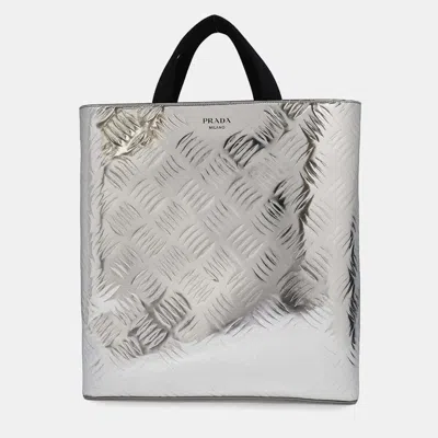 Pre-owned Prada Textured Metallic Leather Tote Bag