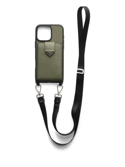 Prada Textured Phone Case In 绿色