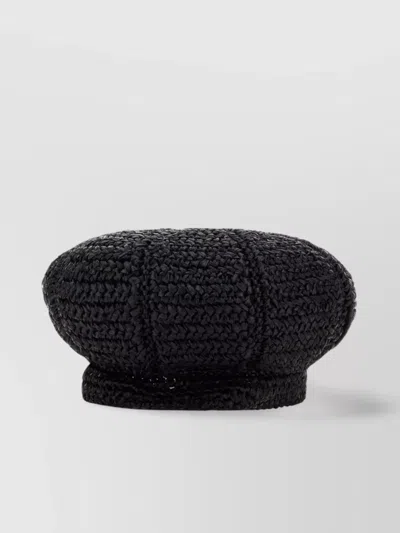 Prada Woman Black Rafia Baker Boy Hat