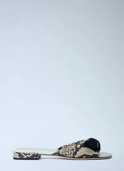 Prada Textured Slide Sandals In Gray