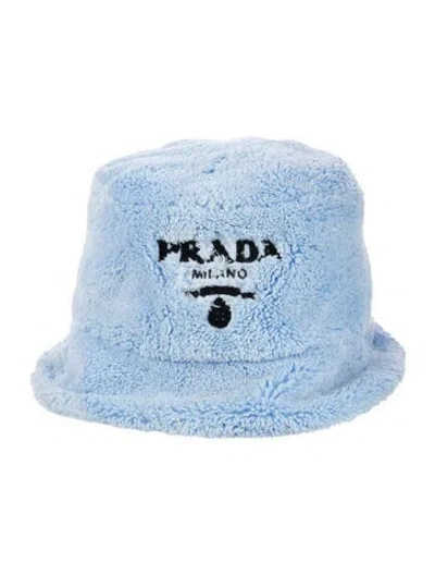 Pre-owned Prada Textured Solid Bucket Hat In Blue