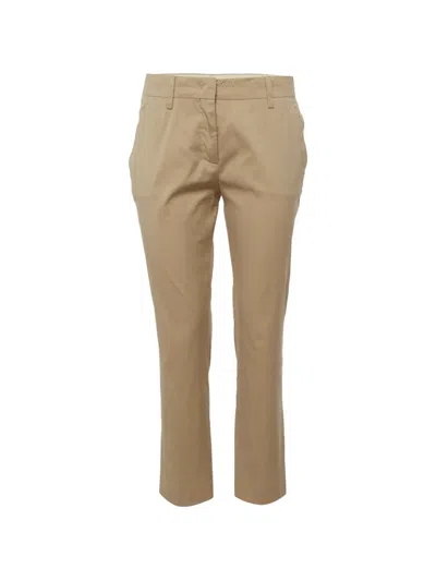 Pre-owned Prada Textured Straight-fit Trousers In Neutral
