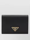 Prada Textured Wallet Cardholder Fold Over Design In Black