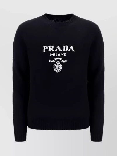 PRADA TEXTURED WOOL BLEND KNIT SWEATER