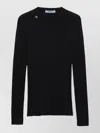 Prada Textured Wool Crewneck Sweater With Long Sleeves In Black