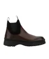 Prada Chunky Sole Leather Ankle Boots In Black