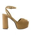 Prada Thick Soled High-heeled Sandals In Ecru