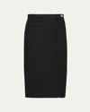 Prada Thigh-slit Crepe Wrap Midi Skirt In Nero