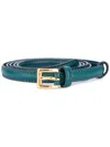 Prada Thin Leather Belt In Blue