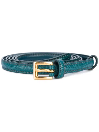 Prada Thin Leather Belt In Blue