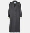 Prada Tie-detail Virgin Wool Coat In Grey