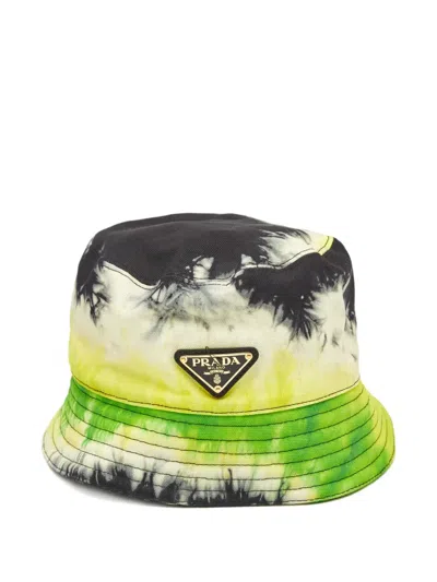 Pre-owned Prada Tie-dye Bucket Hat In Yellow
