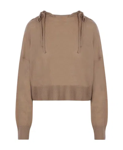 Prada Tie-fastening Knitted Cashmere Jumper In Nude