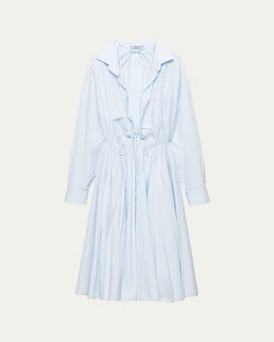 Prada V-neck Long-sleeve Midi Dress In Blue