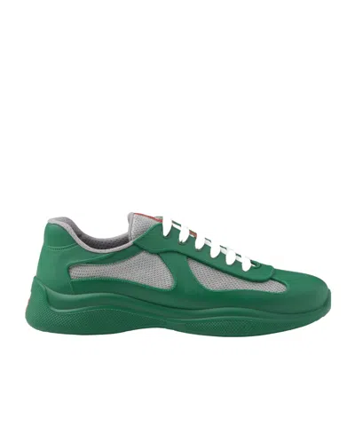Prada Tie Low-top Casual Sneakers In Green