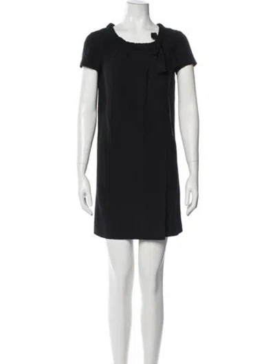 Pre-owned Prada Tie Neck Mini Dress In Black