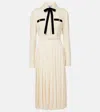 Prada Tie-neck Pleated Belted Shirt Dress In White