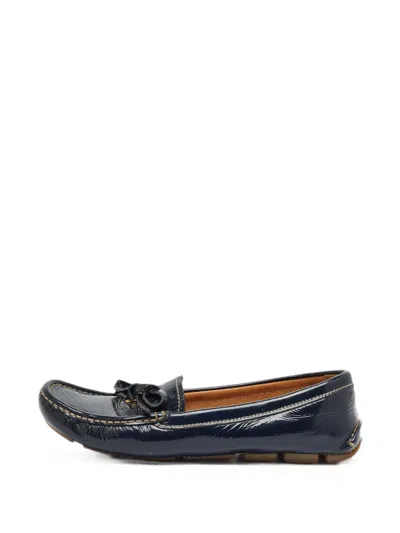 Pre-owned Prada Tie-detail Driver Shoes In Blue