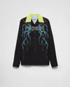 Prada Timecapsule Printed Cotton Shirt In Black/yellow