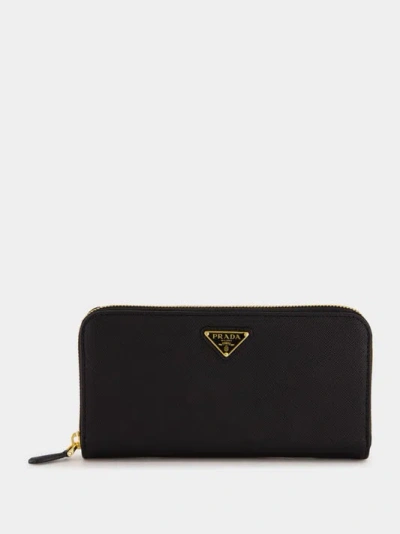 Prada Tiziano Red Leather Wallet In Black