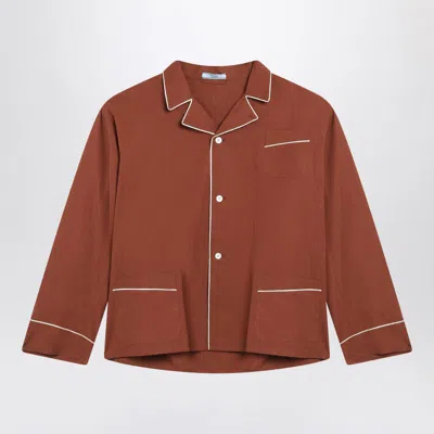 Prada Tobacco Colored Pajama Style Shirt In Brown