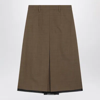 Prada Tobacco-tone Wool Mini Skirt In Brown