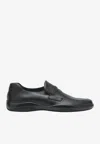 Prada Leather Loafers With Rubber Sole In Black