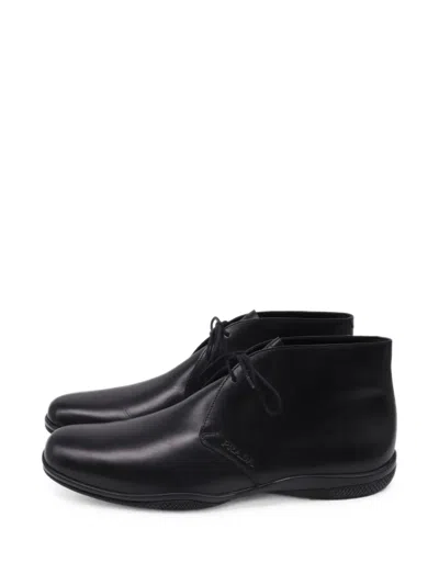Pre-owned Prada Toblach Lace-up Boots In Black