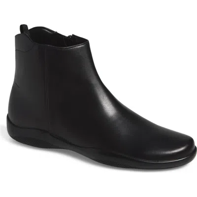 Prada Leather Chelsea Ankle Boot In Black