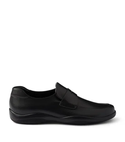 Prada Toblach Leather Loafers In Black