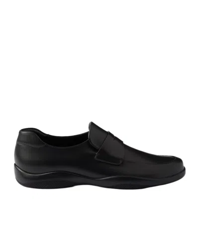 Prada Toblach Leather Loafers In Black