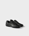 Prada Leather Loafers With Rubber Sole In Black