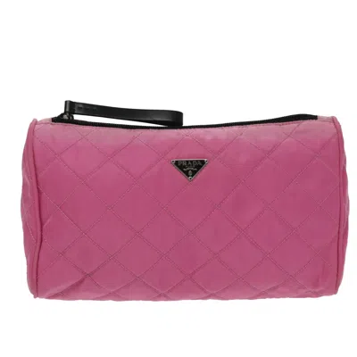 Pre-owned Prada Toiletry Pouch Tessuto Pink Nylon Clutche & Pouche Bag ()